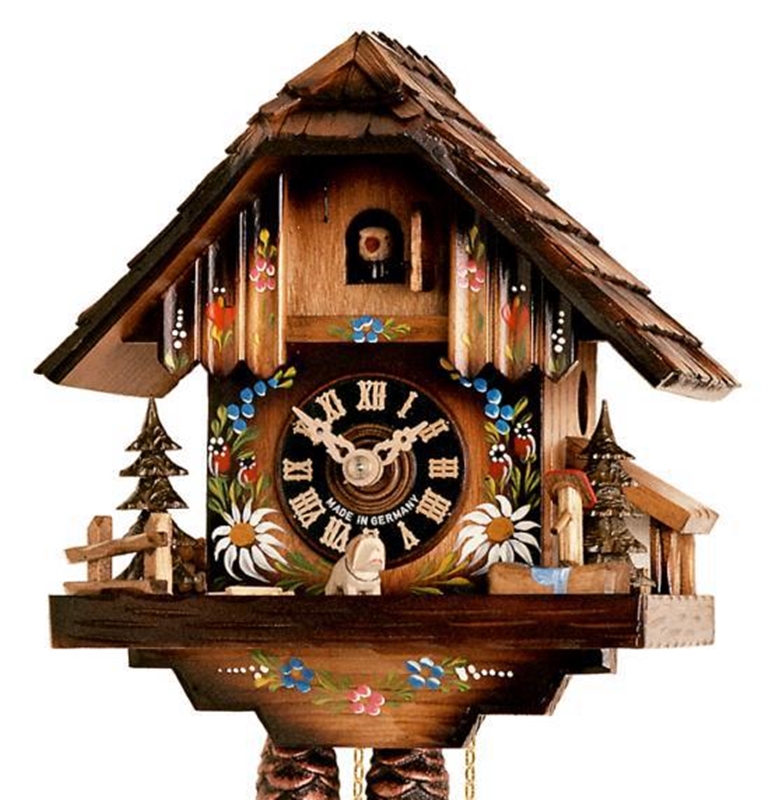 Traditionelle Kuckucksuhr mit Häuschen aus hochwertigem Holz, Höhe 20 cm, mechanisches Uhrwerk