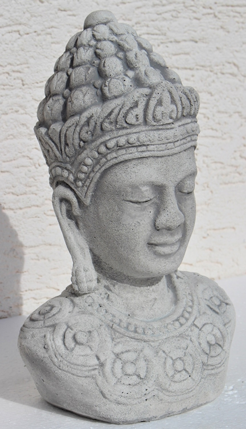 Beton Figur Statue Skulptur Buddha Büste H 29 cm Dekofigur und Gartenskulptur