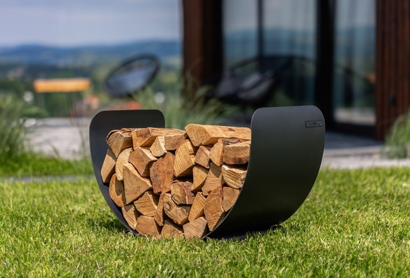 Kaminholzregal "Turyn" Breite 70 cm Holzregal für Kaminholz Kaminholzablage aus Stahl Holzkorb