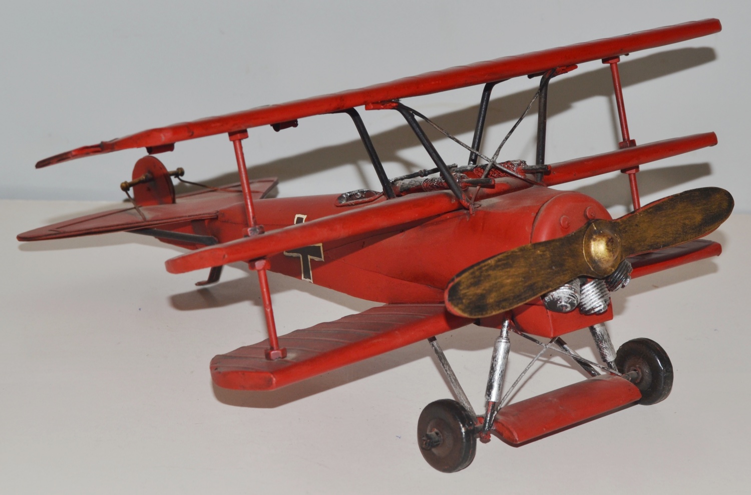 Blechflugzeug Nostalgie Modellflugzeug Oldtimer Marke Fokker Roter Baron Modell aus Blech L 38 cm