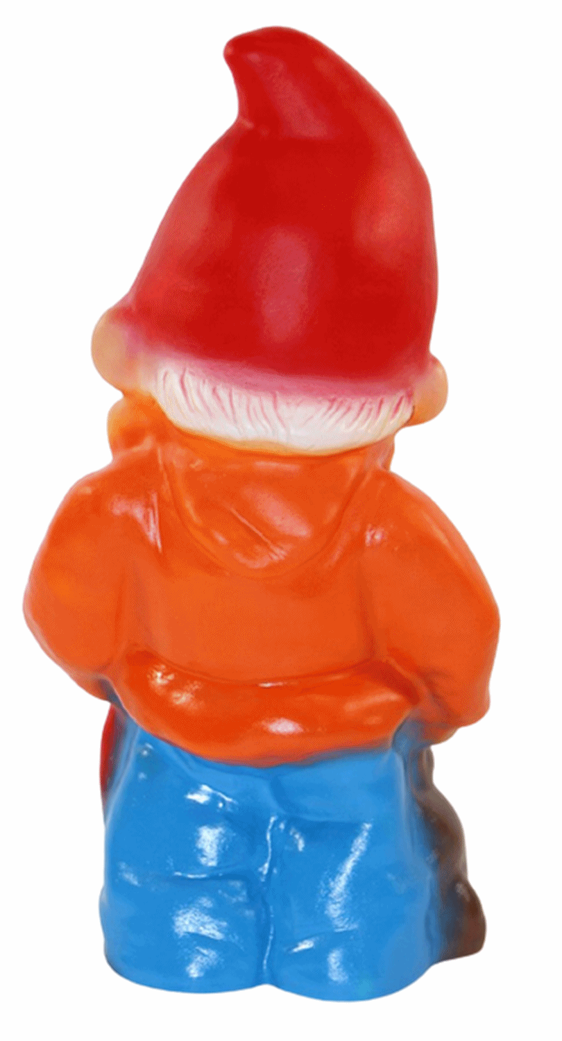 Deko Figur Zwerg H 28 cm Gartenzwerg stehend mit Hase und Rübe Gartenfigur aus Kunststoff