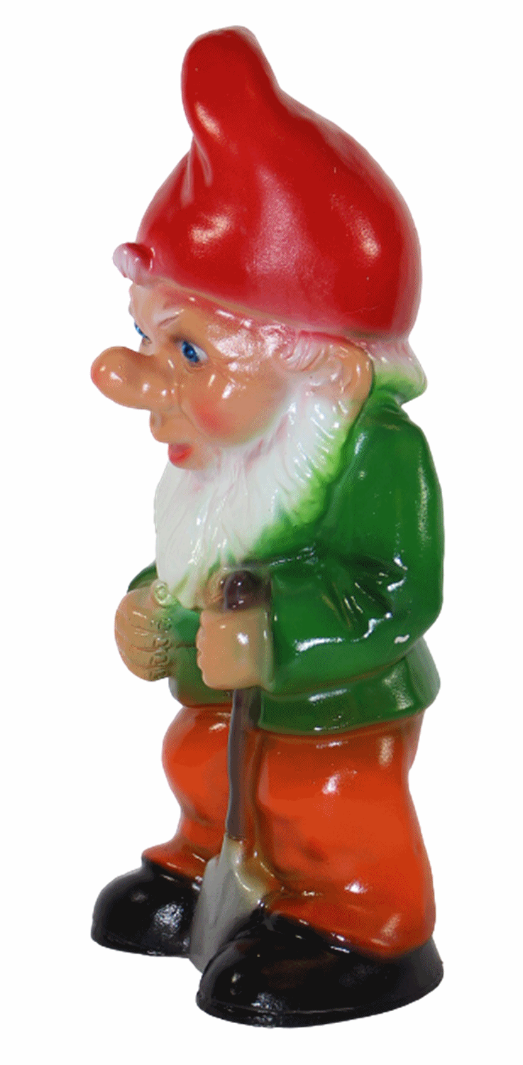 Gartenzwerg Deko Garten Figur Zwerg Gärtner stehend mit Spaten in der Hand aus Kunststoff H 30 cm