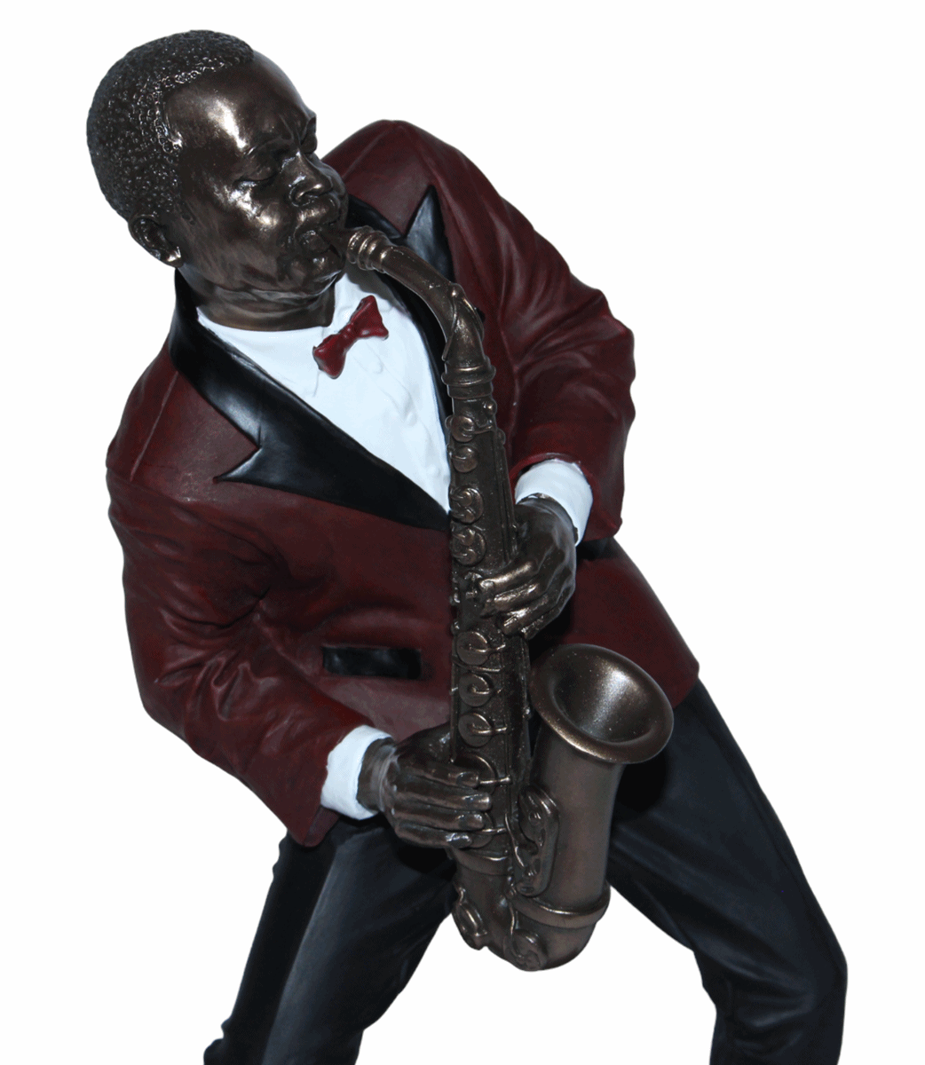 Deko Figur Jazz Figur Saxophonist H 26 cm Jazz Band Dekofigur Musiker mit Altsaxophon