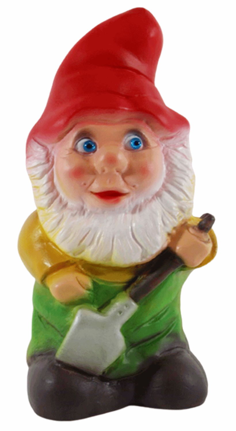 Gartenzwerg Deko Garten Figur Zwerg Gärtner mit Schaufel stehend aus Kunststoff Höhe 19 cm