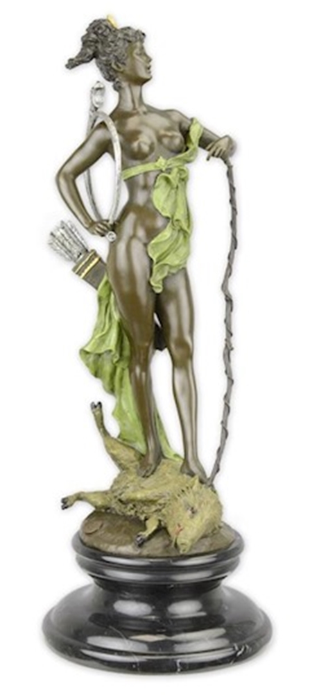 Bronzefigur Diana Victorious H 47,5 cm Mythologie Bronzeskulptur Bronze Figur aus Bronze