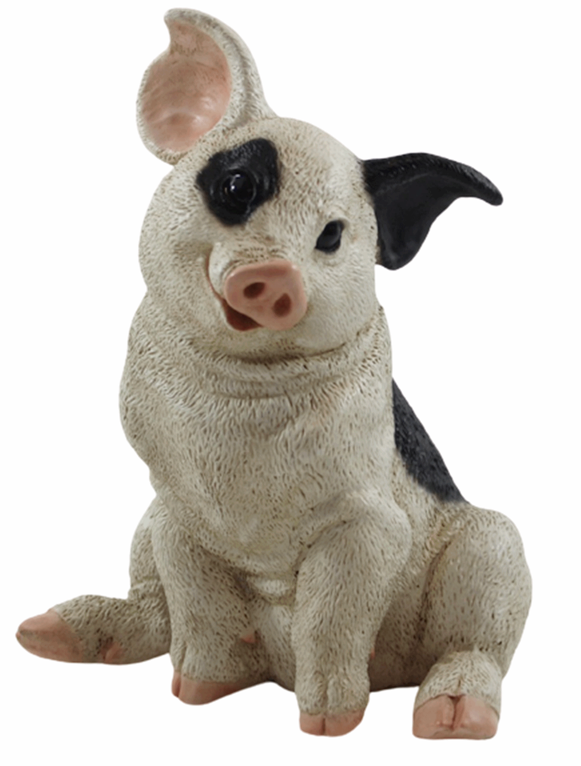 Figur Schwein Ferkel sitzend nach unten schauend gefleckt Kollektion Castagna aus Resin H 22 cm