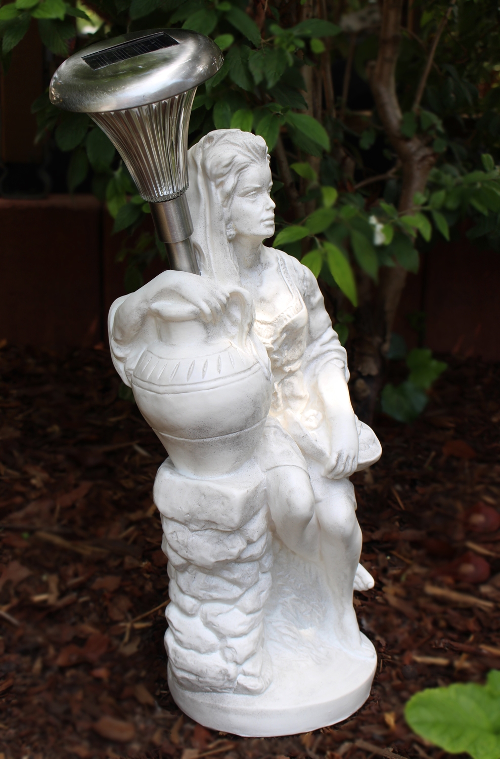 Deko Figur Statue Frau Fruttina H 50 cm LED Solar Leuchte klassische Skulptur Deko aus Kunststoff