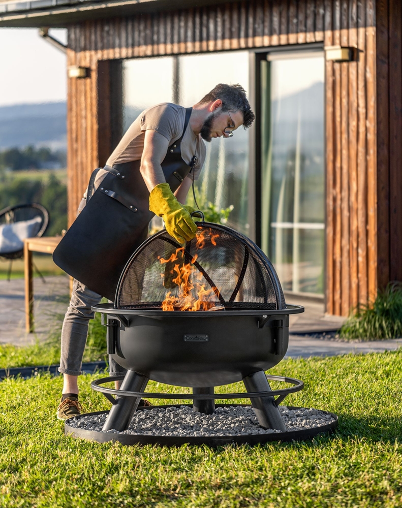 Multifunktionale Feuerschale Bandito D 80 cm Grillschale mit 1 drehbarem Rost aus Naturstahl