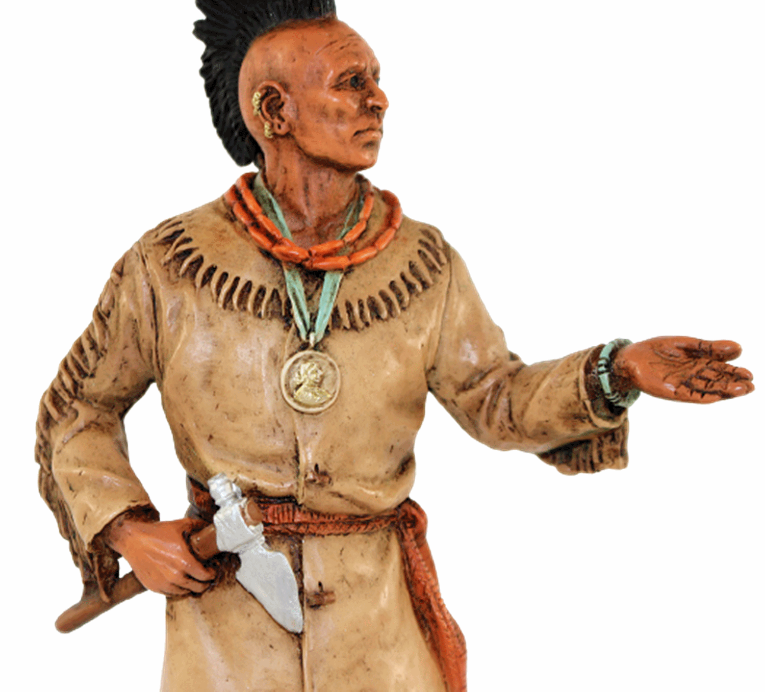 Indianerfigur Black Hawk Häuptling Indianer Fox stehend H 23 mit Tomahawk Castagna Limited Edition