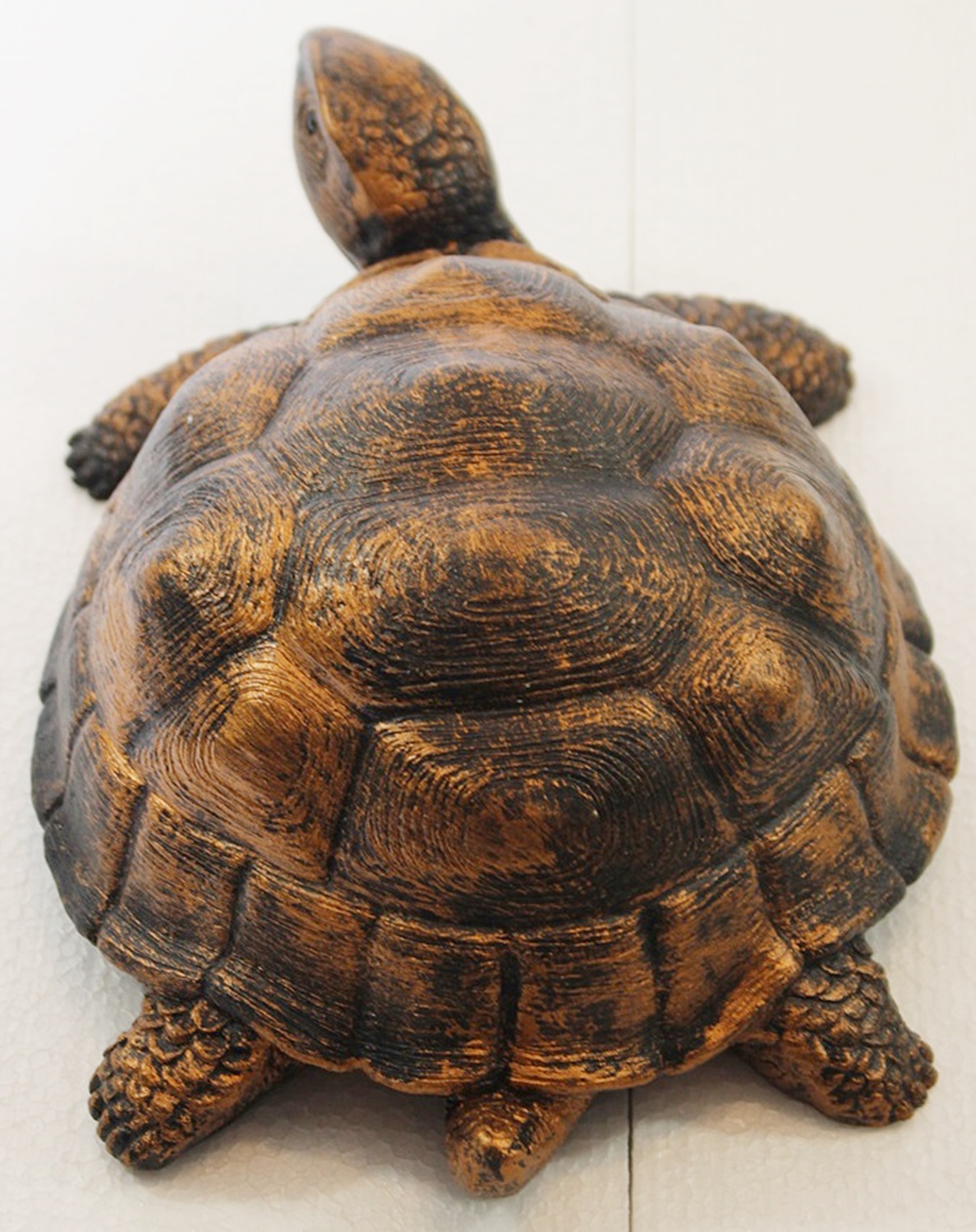 Deko Figur Schildkröte klein Gartenfigur H 10/L 27 cm Dekofigur Kupfer-Antik aus Kunststoff