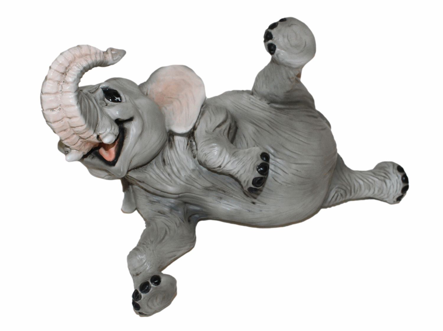 Figur Elefant Baby Elefantenfigur liegend und lachend Tierfigur Kollektion Castagna Resin L 26 cm