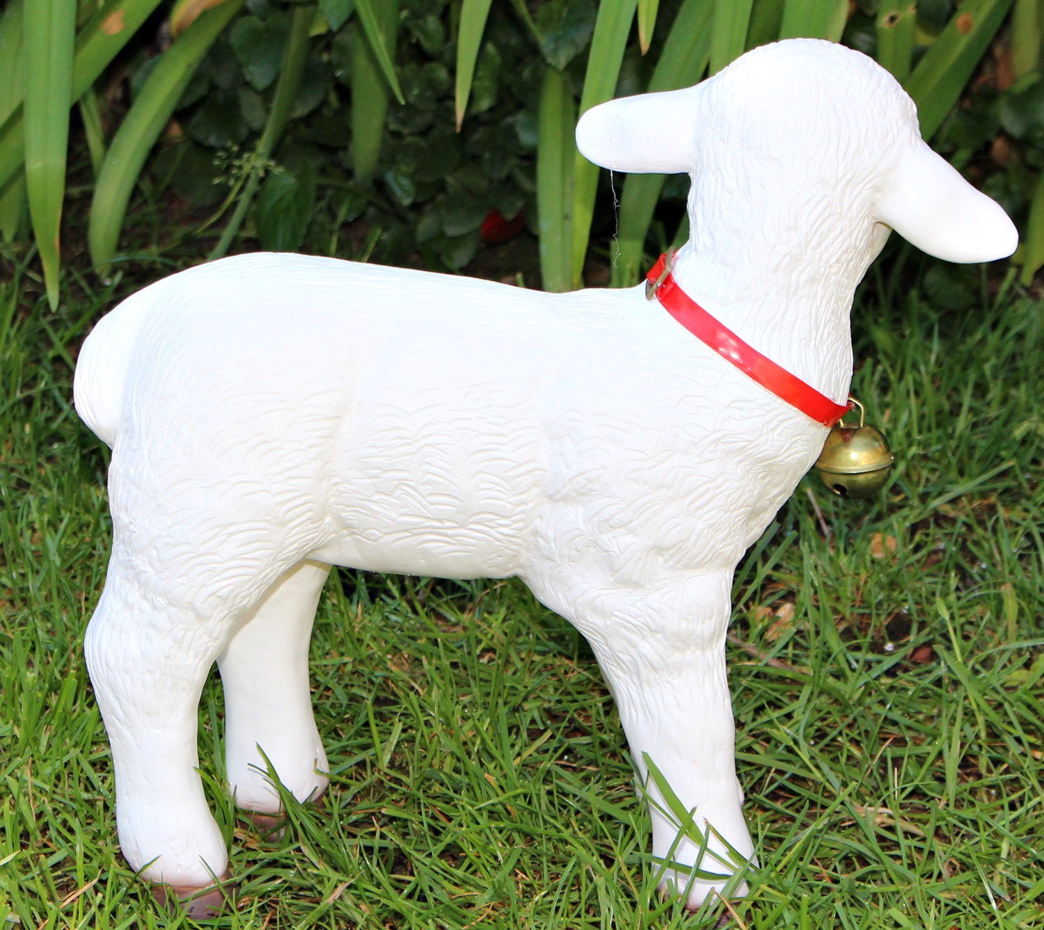 Deko Garten Figur Dekofigur Gartenfigur Tierfigur weißes Lamm Lämmlein aus Kunststoff Höhe 28 cm