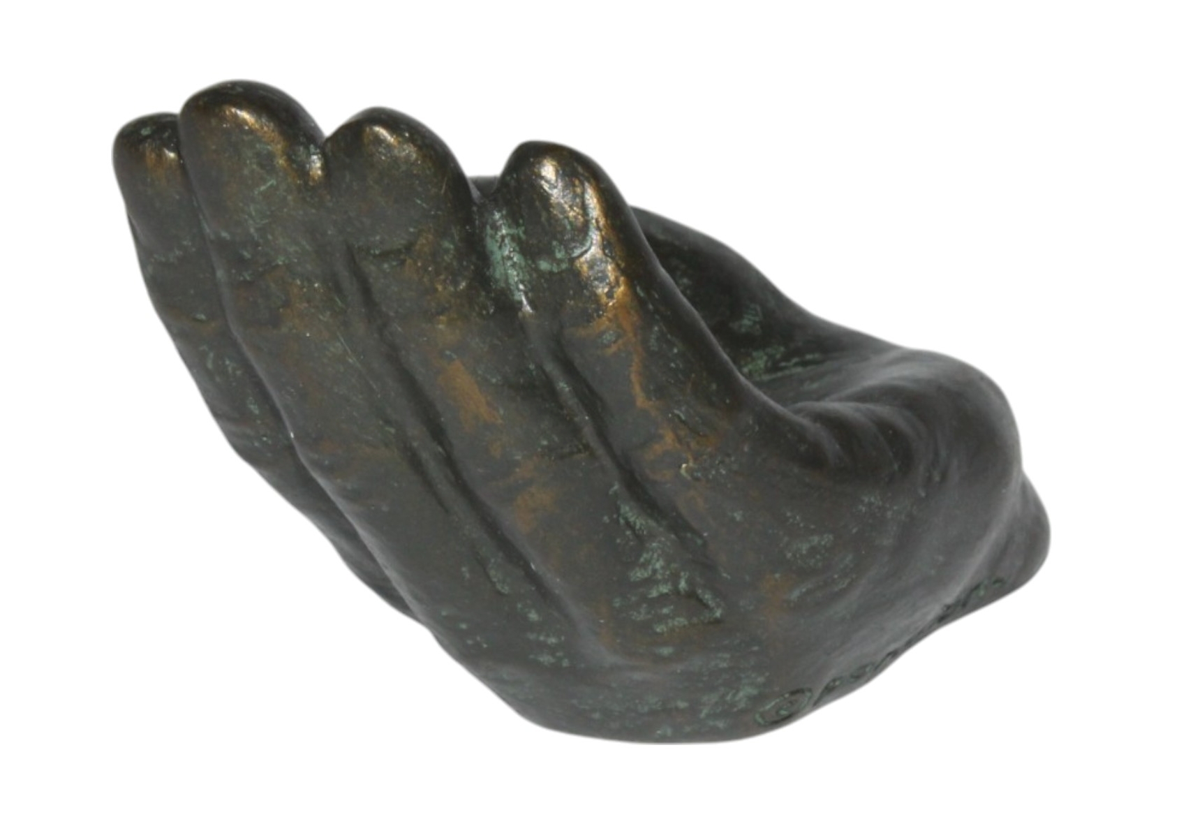 "Kostbarkeit in seiner Hand“ Dekofigur Hand mit Perle Lange 7,5 cm - Hand-Skulptur in Bronze-Optik