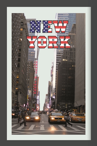 Set: 2 Spiegelbilder New York Clock Taxi Bild 30x20 cm Deko Wandbilder Hinterglasdruck mit Rahmen