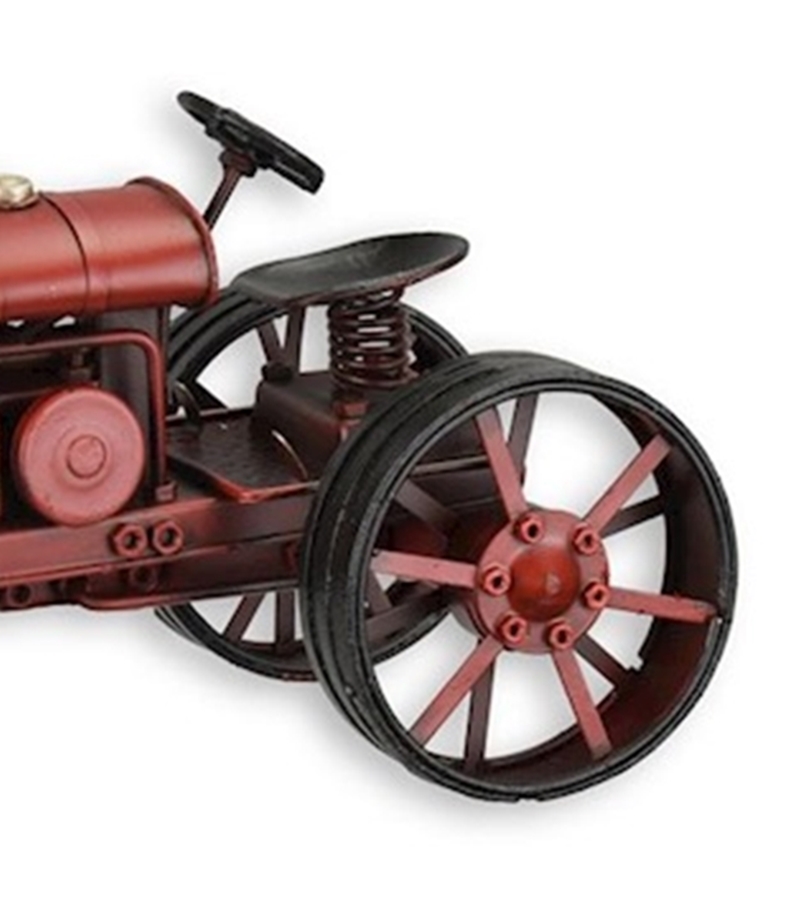 Blechtraktor Nostalgie Modellauto Oldtimer Traktor Modell in rot aus Blech L 26 cm