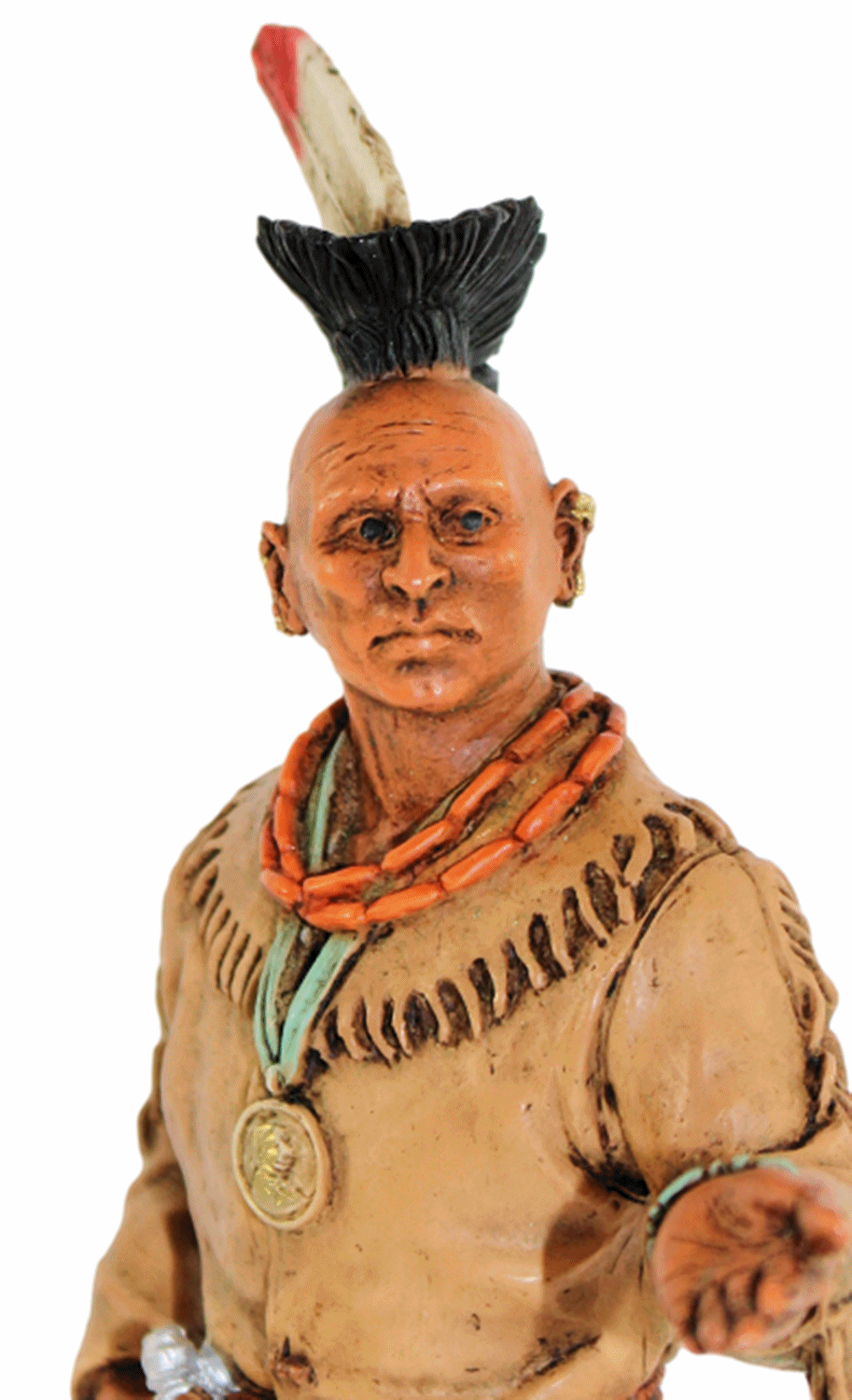 Indianerfigur Black Hawk Häuptling Indianer Fox stehend H 23 mit Tomahawk Castagna Limited Edition