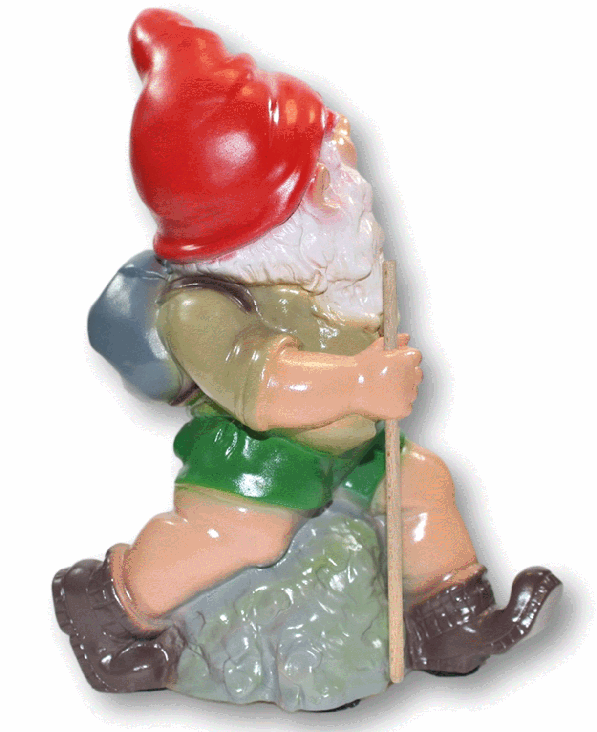 Gartenzwerg Wanderer mit Rucksack und Stock H 33 cm  Zwerg mit Bewegungsmelder Pfeifen Pfiff