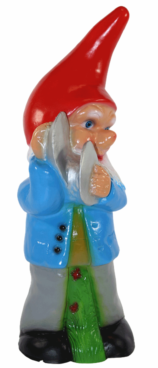 Gartenzwerg Deko Garten Figur Zwerg Musiker stehend mit Becken in den Händen aus Kunststoff H 35 cm