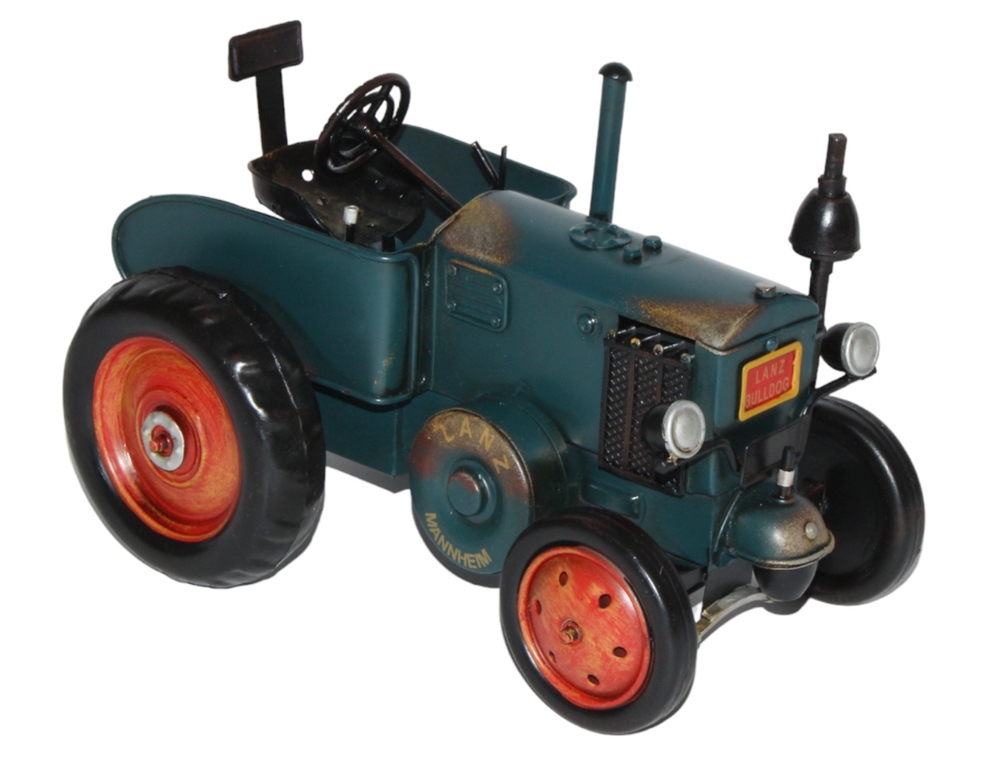 Blechtraktor Nostalgie Modellauto Oldtimer Marke Lanz Bulldog Traktor D95/D1506 aus Blech L 27 cm
