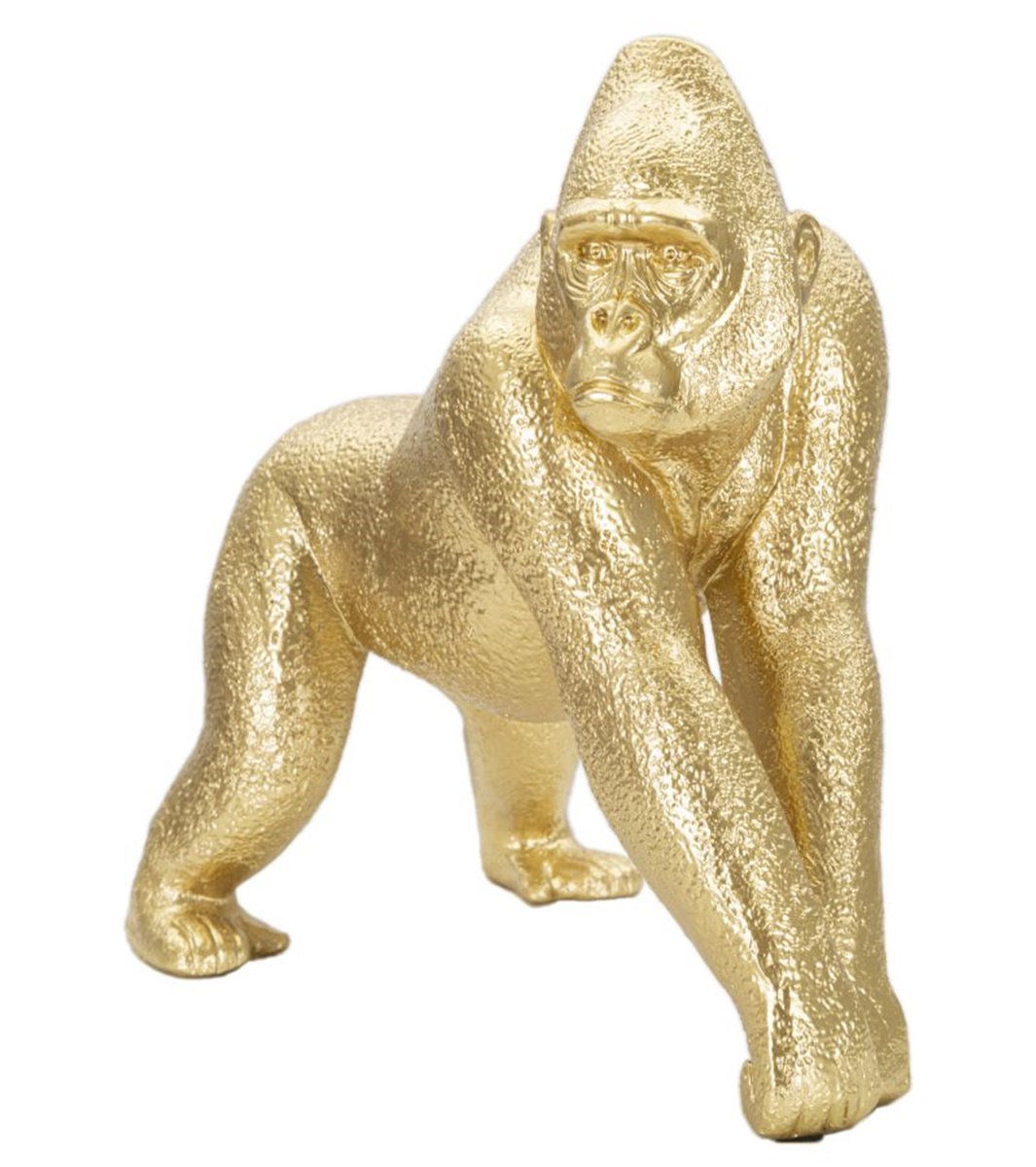 Dekofigur Gorilla stehend Tierfigur in edler goldenen Optik Fell fein strukturiert H 22,8 cm
