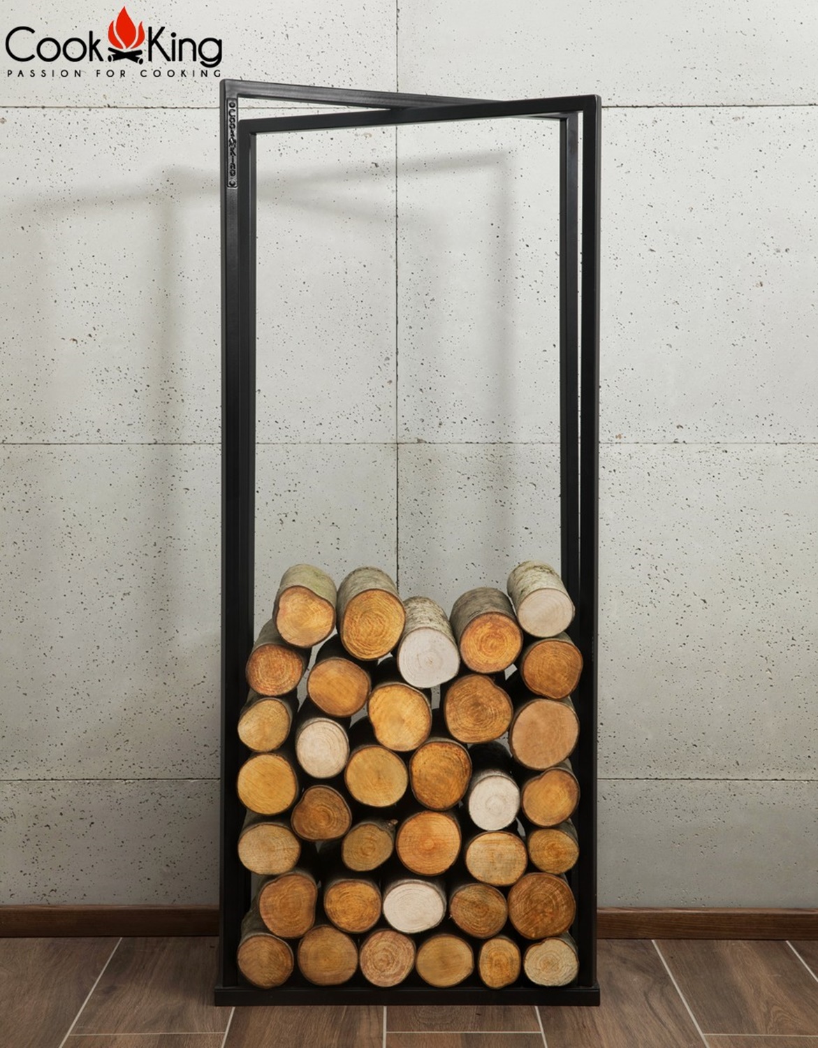 Kaminholzregal "Luis" H 120 cm Holzregal für Kaminholz Kaminholzablage aus Stahl Kaminholzständer