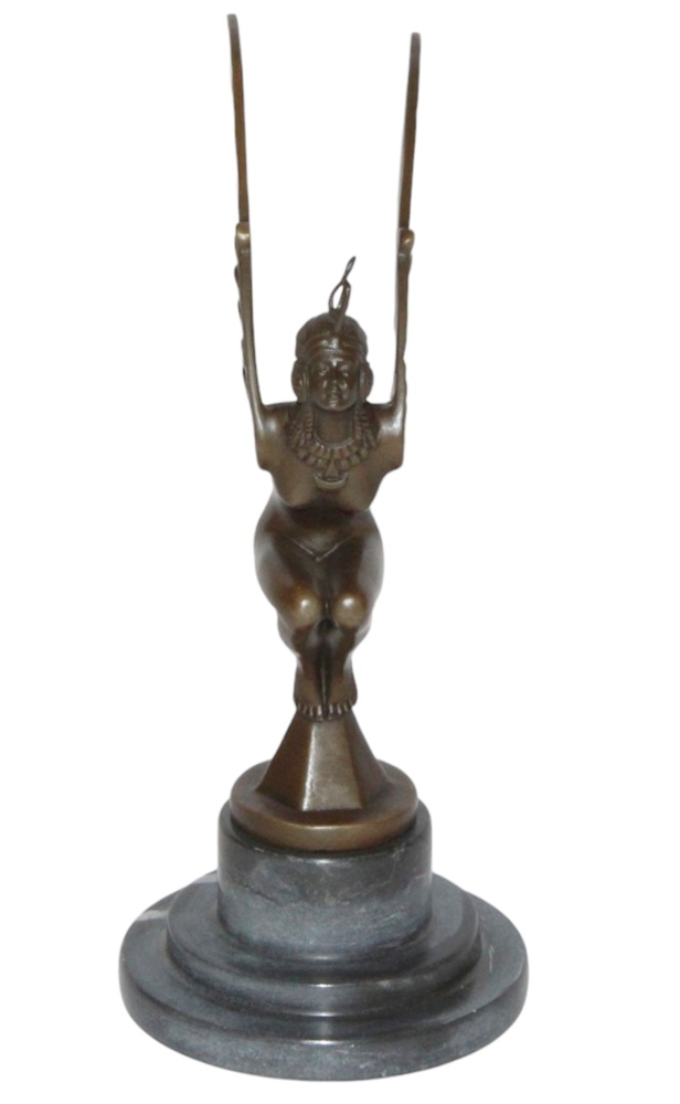 Bronzefigur „Geflügelte Frau“ von Marcel Bonnot – Automobil-Maskottchen, Art Déco, Höhe 24 cm