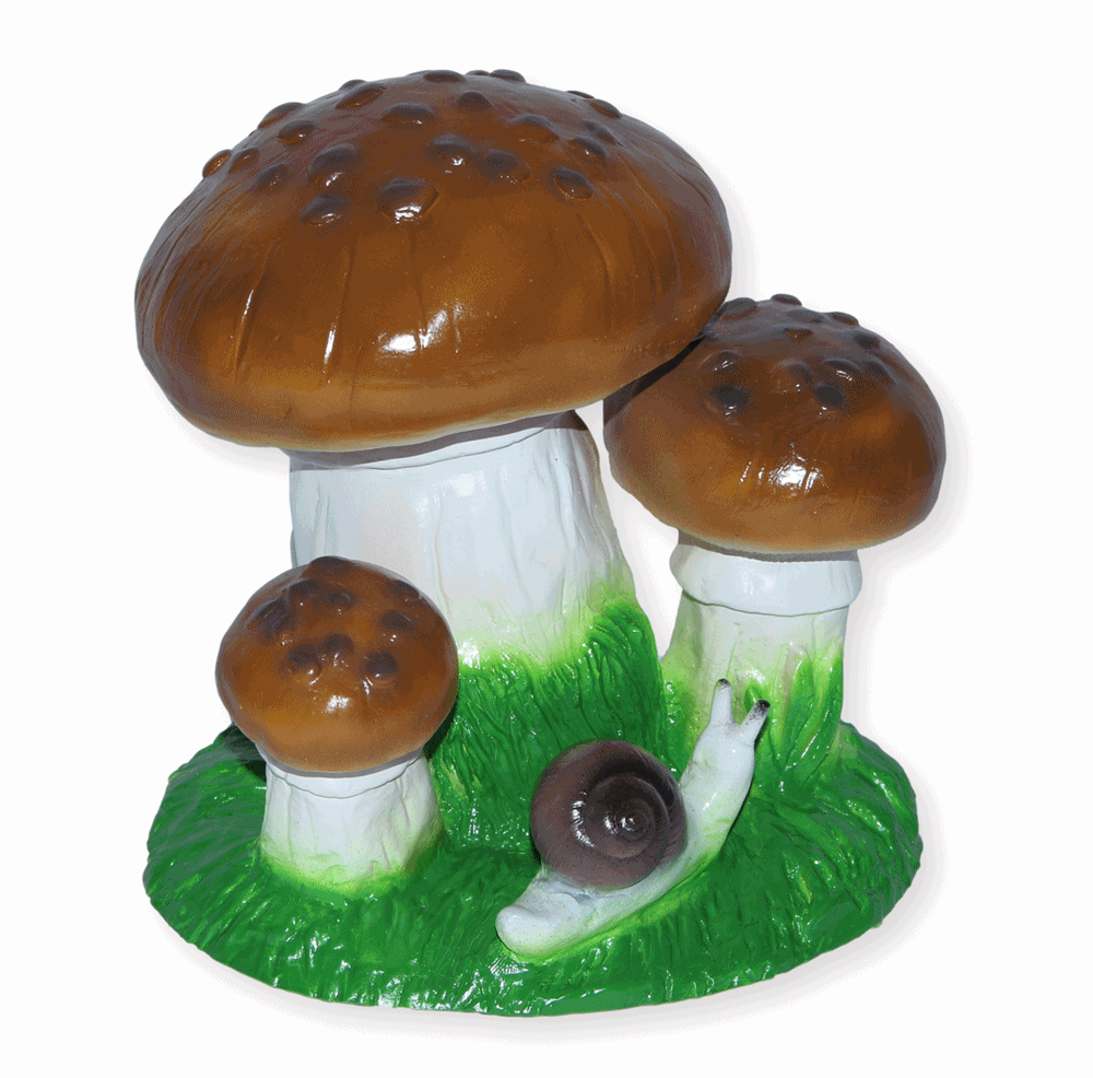 Dekofigur drei Steinpilze Pilze mit Schnecke H 15 cm Deko Garten Figur Gartenfigur aus Kunststoff