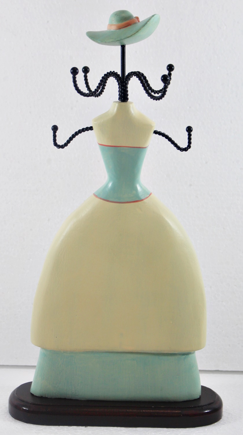 Schmuckbüste Beauty Figur Deko Modefigur Nostalgiefigur Weiß Blau Torso mit Blümchen H 30 cm