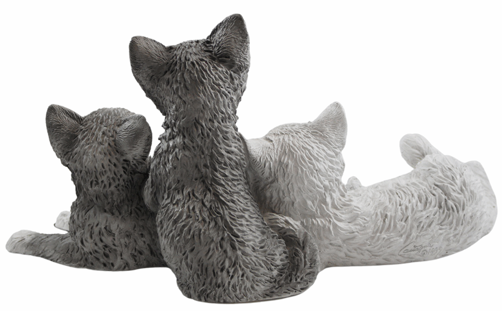 Dekofigur Katze Katzenfigur drei junge Kätzchen sitzend liegend Kollektion Castagna aus Resin H 19cm