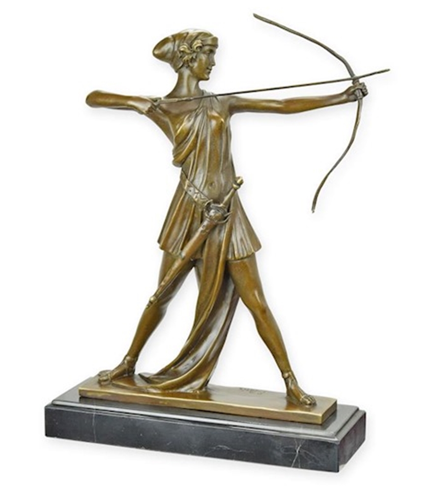 Bronzefigur Diana Victorious H 38 cm Göttin der Jagd Bronzeskulptur Bronze Figur aus Bronze