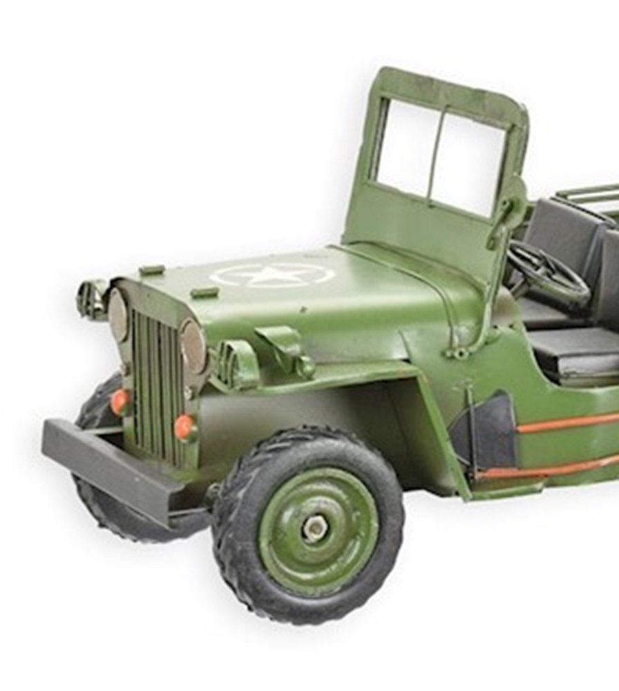 Blechmodell Nostalgie Militär Jeep L 29 cm Deko Militärwagen Blechmotorrad Modellauto Modellfahrzeug