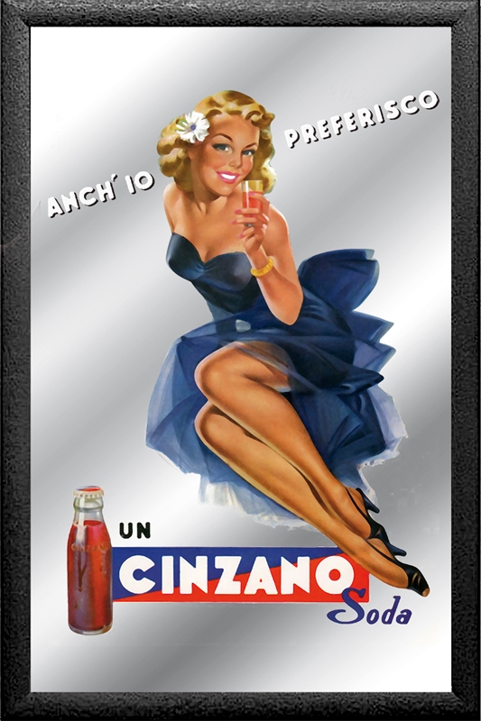 Set: 2 Spiegelbilder Cinzano Wermut Vermouth Asti Flasche 30x20 cm Wandbilder Hinterglasdruck