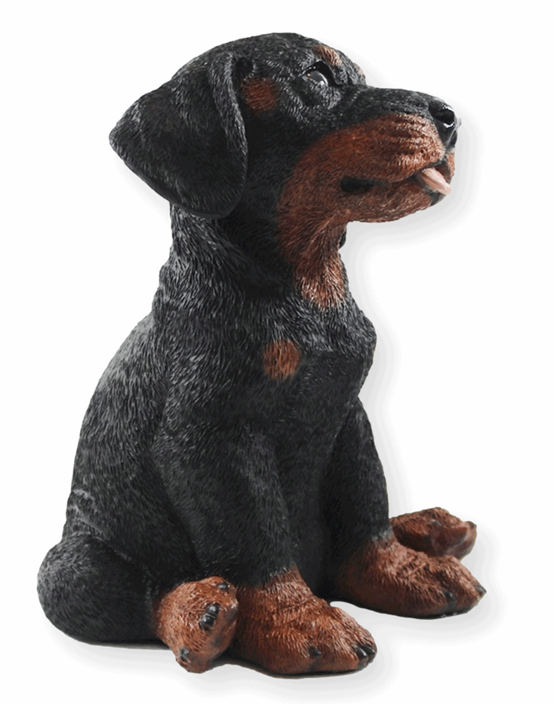 Deko Figur Hund Rottweiler Welpe Hundefigur sitzend Kollektion Castagna aus Resin Höhe 23 cm