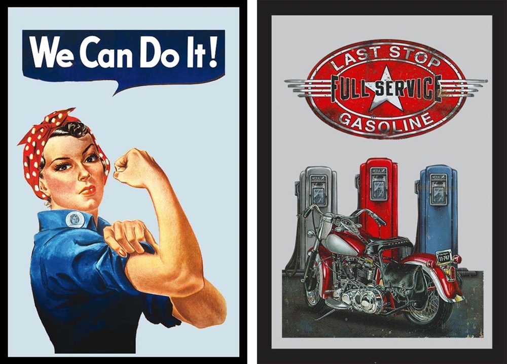 Set: 2 Spiegelbilder American Legend "We Can Do It!" 30x20 cm Wandbilder Hinterglasdruck mit Rahmen