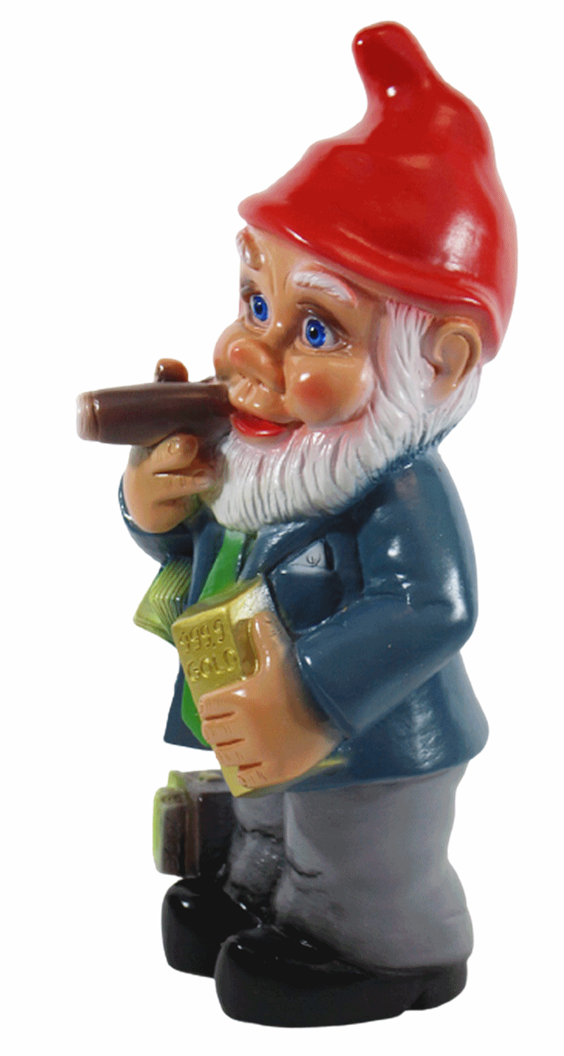 Gartenzwerg Deko Garten Figur Zwerg Manager Geschäftsmann stehend aus Kunststoff H 33 cm