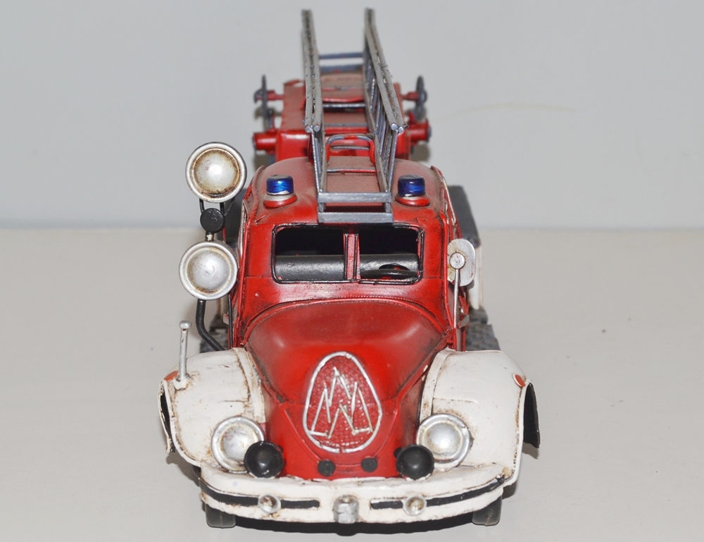 Blechauto Nostalgie Modellauto Oldtimer Magirus-Deutz Modell Mercur Feuerwehrauto aus Blech L 35 cm