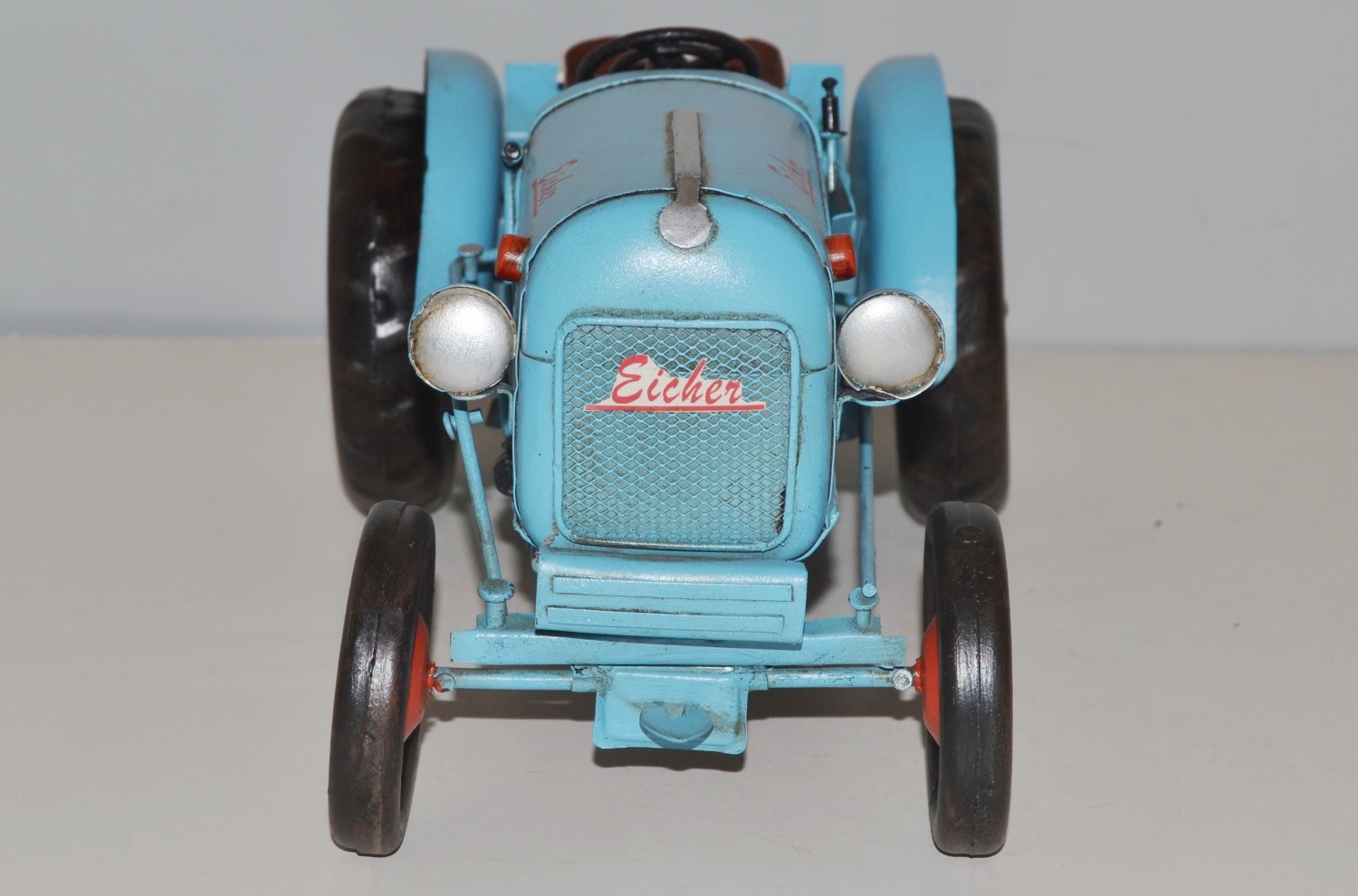 Blechtraktor Nostalgie Modellauto Oldtimer Marke Eicher Traktor Dieselschlepper aus Blech L 32 cm