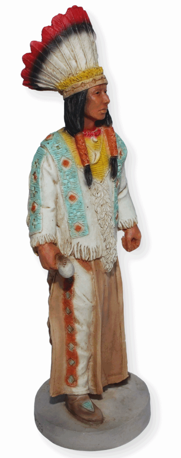 Indianerfigur Indianer Jicarilla Apache H 19 cm mit Kopfschmuck Native American Castagna