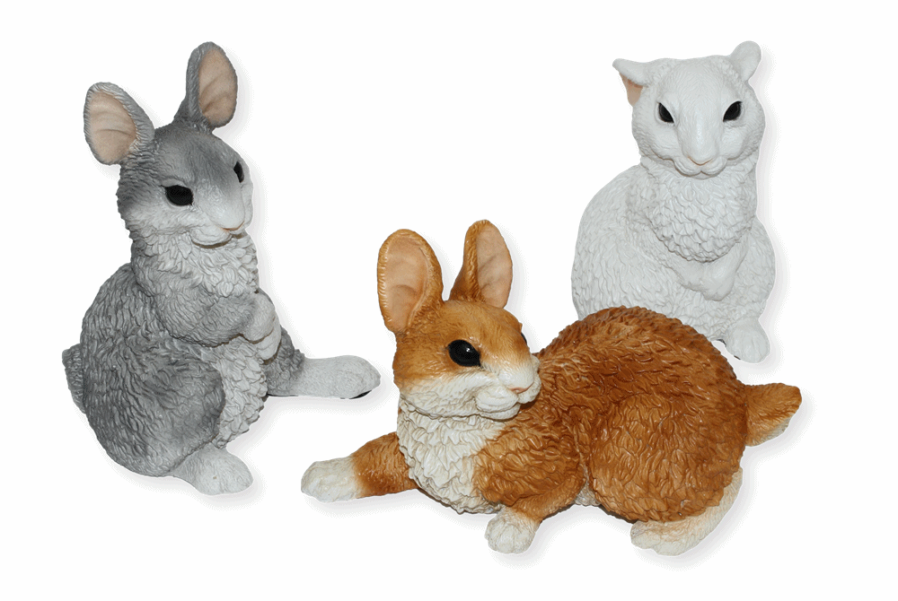Deko Figur Hasen sitzend und liegend Kollektion Castagna aus Resin/ Kunststein H 16-22 cm Tierfigur
