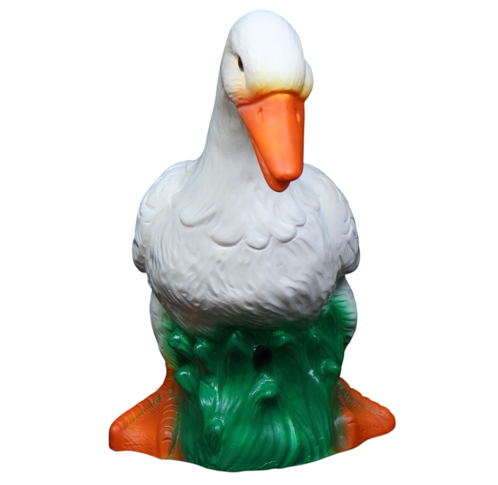 Deko Figur Ente stehend weiß H 28 cm Entenfigur mit Scherz Bewegungsmelder Schnatter Dekofigur