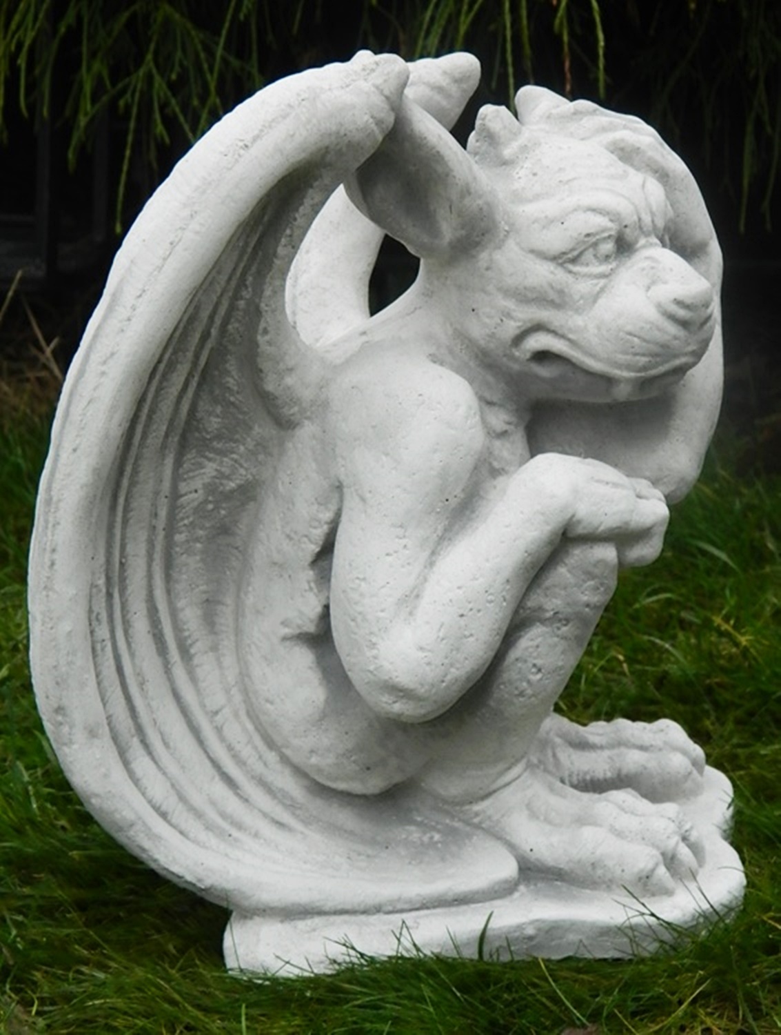 Beton Figur Drache Gargoyle Torwächter H 27 cm Dekofigur und Gartenskulptur