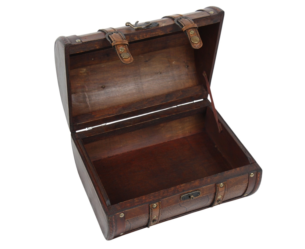 Deko Vintage Koffer 2-er Satz hochwertige dekorative Holztruhen halbrund Schatzkisten L 36/30 cm