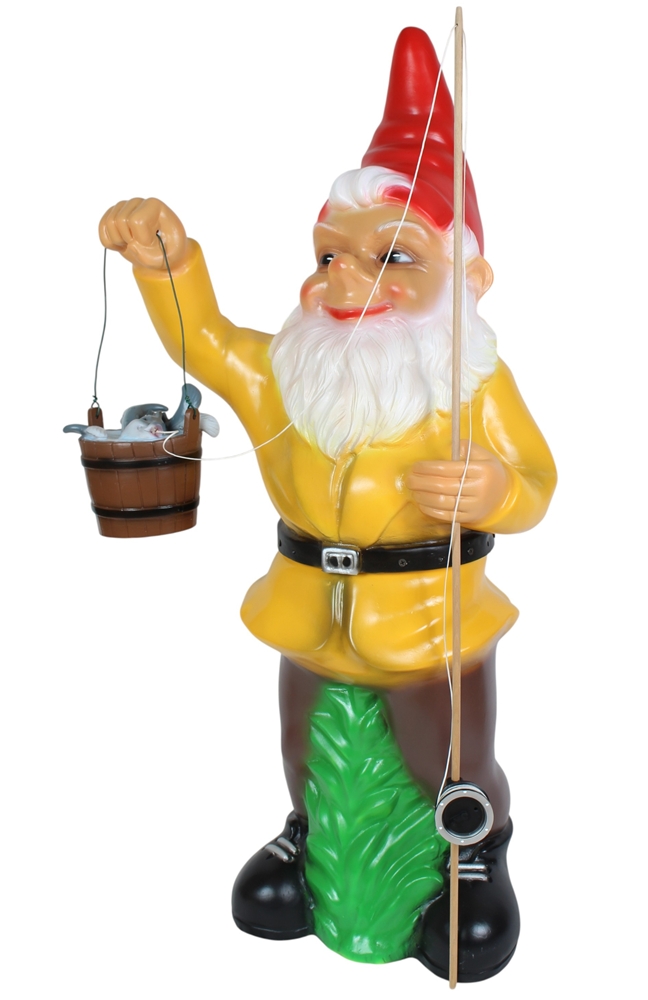 Gartenzwerg Angler Figur XXL-Zwerg stehend H 102 cm großer Deko Zwerg Gartenfigur Kunststoff