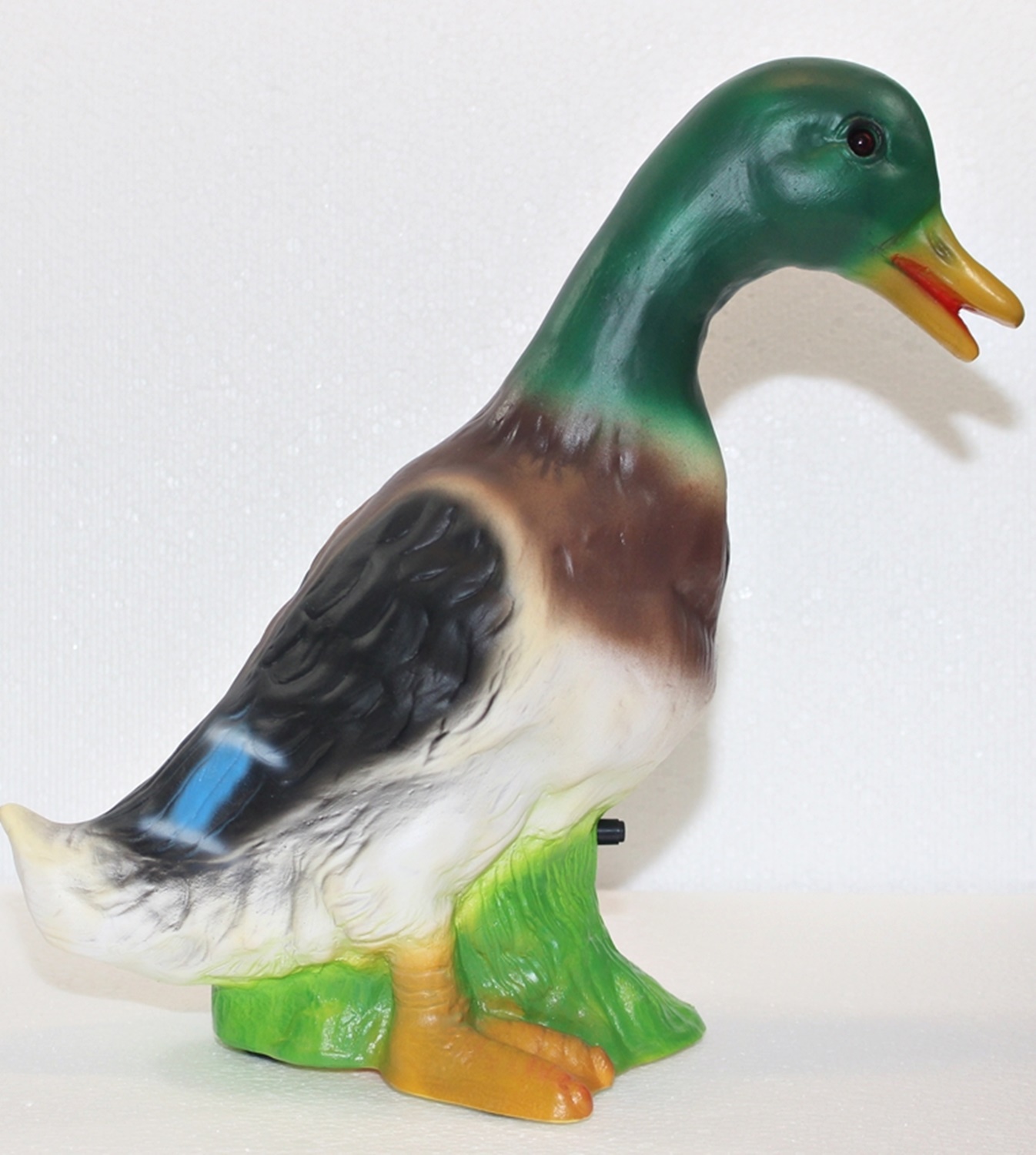 Deko Figur Ente bunt stehend H 30 cm Entenfigur Dekofigur mit Scherz Bewegungsmelder Pfiff Schnatter