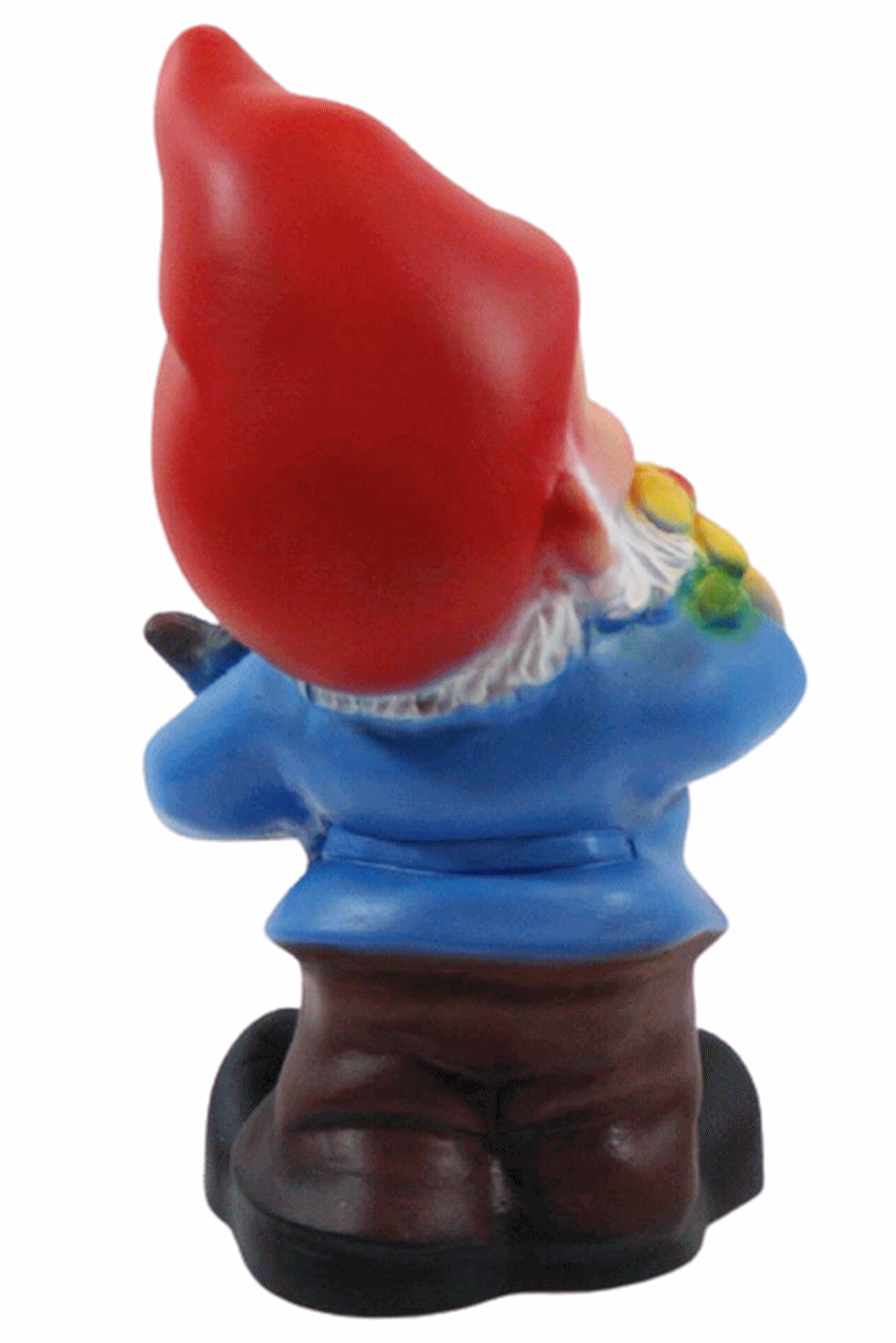 Deko Figur Zwerg H 19 cm Gartenzwerg mit Vogel stehend Gartenfigur aus Kunststoff