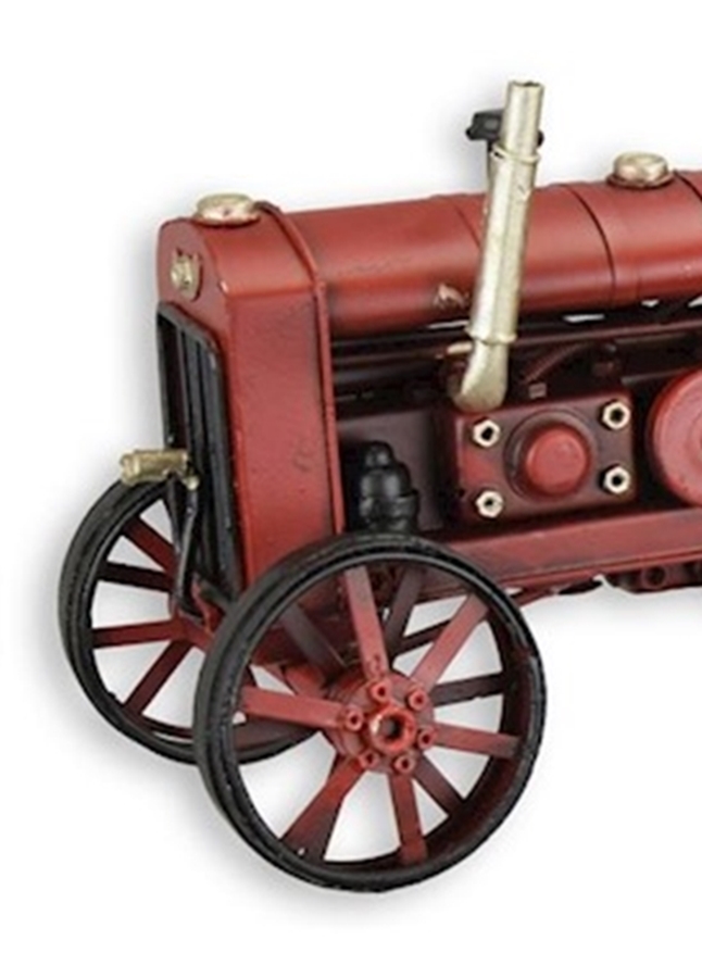 Blechtraktor Nostalgie Modellauto Oldtimer Traktor Modell in rot aus Blech L 26 cm