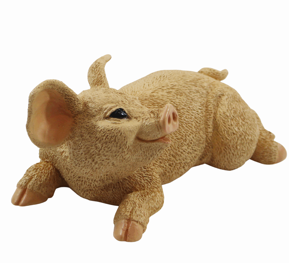 Dekofigur Tierfigur Schwein Ferkel Schweinchen liegend natur Kollektion Castagna aus Resin H 10 cm
