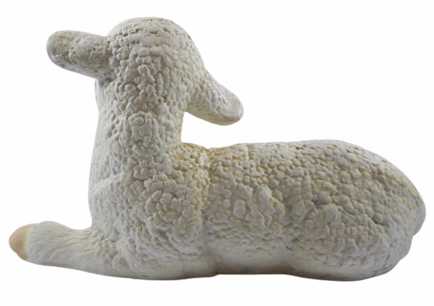Deko Figur Lamm liegend Kopf gerade Tierfigur H 18 cm Lämmchen Gartenfigur aus Kunstharz