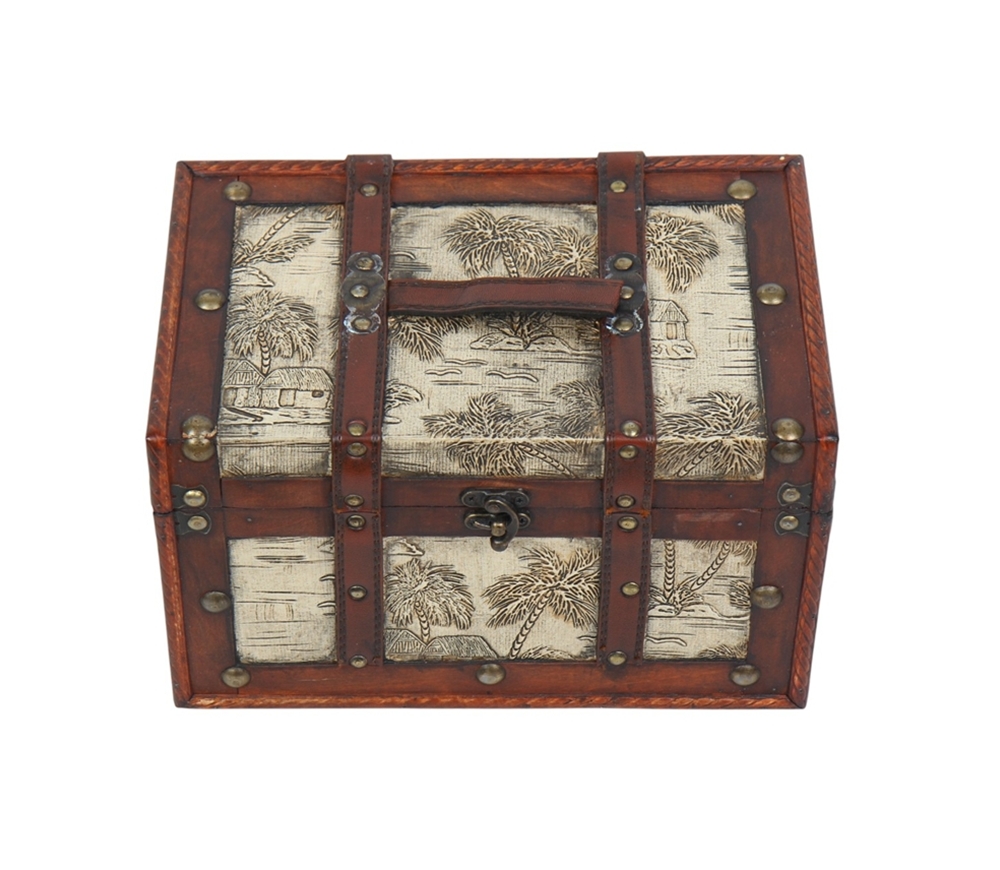 Deko Vintage Koffer 2-er Satz hochwertige dekorative Holztruhen Schatzkisten Retro-Stil L 29/22 cm