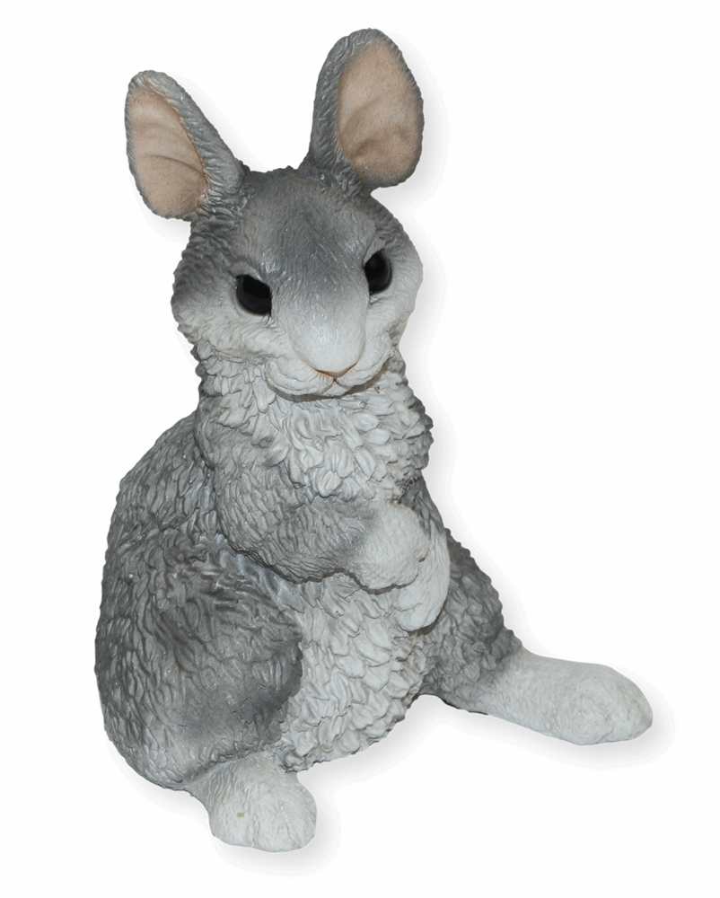 Deko Figur Hase grau sitzend Kollektion Castagna aus Resin/ Kunststein H 22 cm Tierfigur